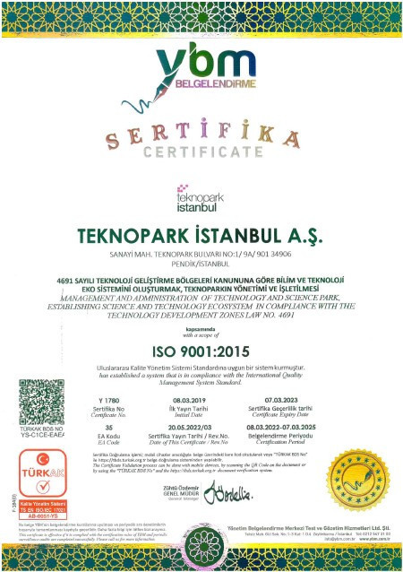 ISO 9001: 2015 Kalite Yönetim Sistemi Sertifikası