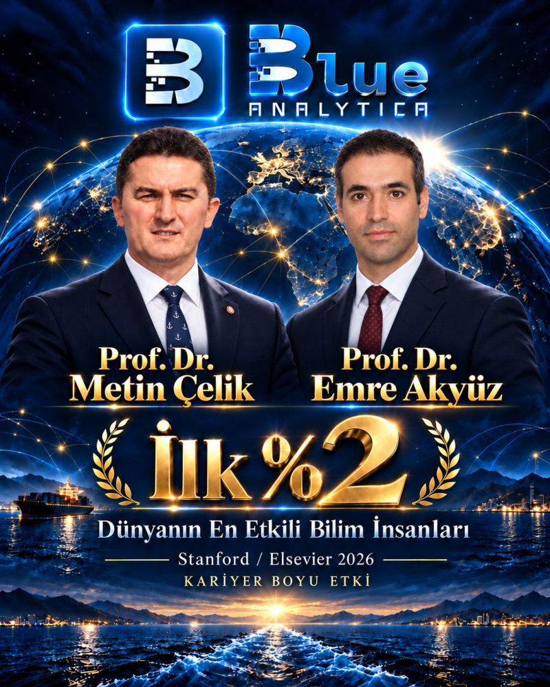 Teknopark İstanbul girişimlerinden Blueanalytica Maritime kurucu ortağı Prof. Dr. Metin Çelik ve Araştırmacı Prof. Dr. Emre Akyüz Dünyanın En Etkili Bilim İnsanları Listesinde