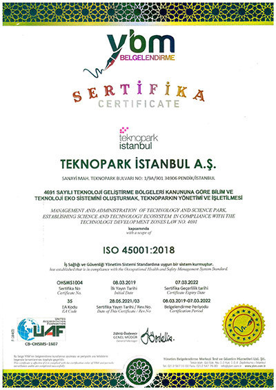 Teknopark İstanbul 45001 UAF Sertifika