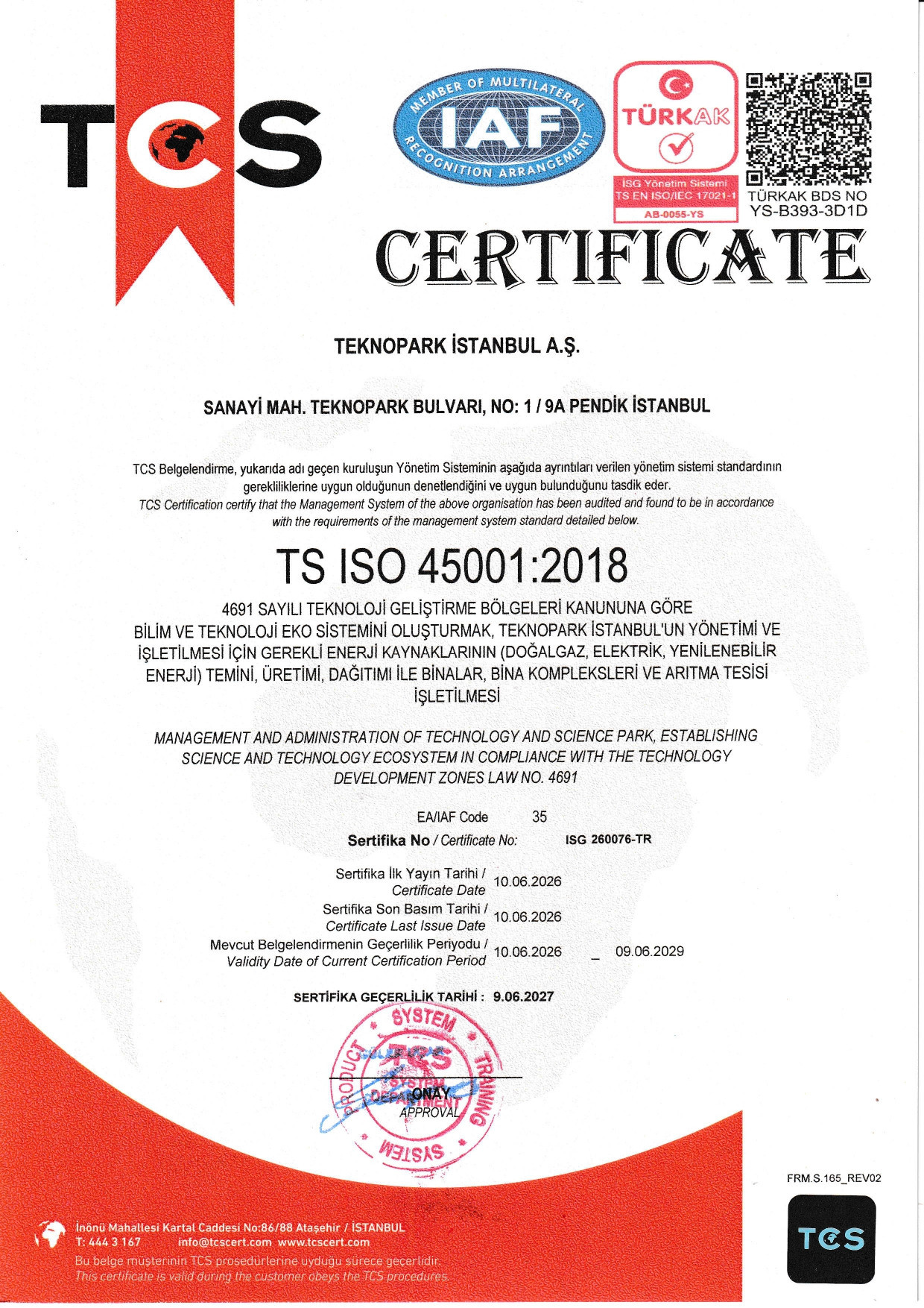 ISO 45001: 2018 İş Sağlığı ve Güvenliği Yönetim Sistemi Sertifikası